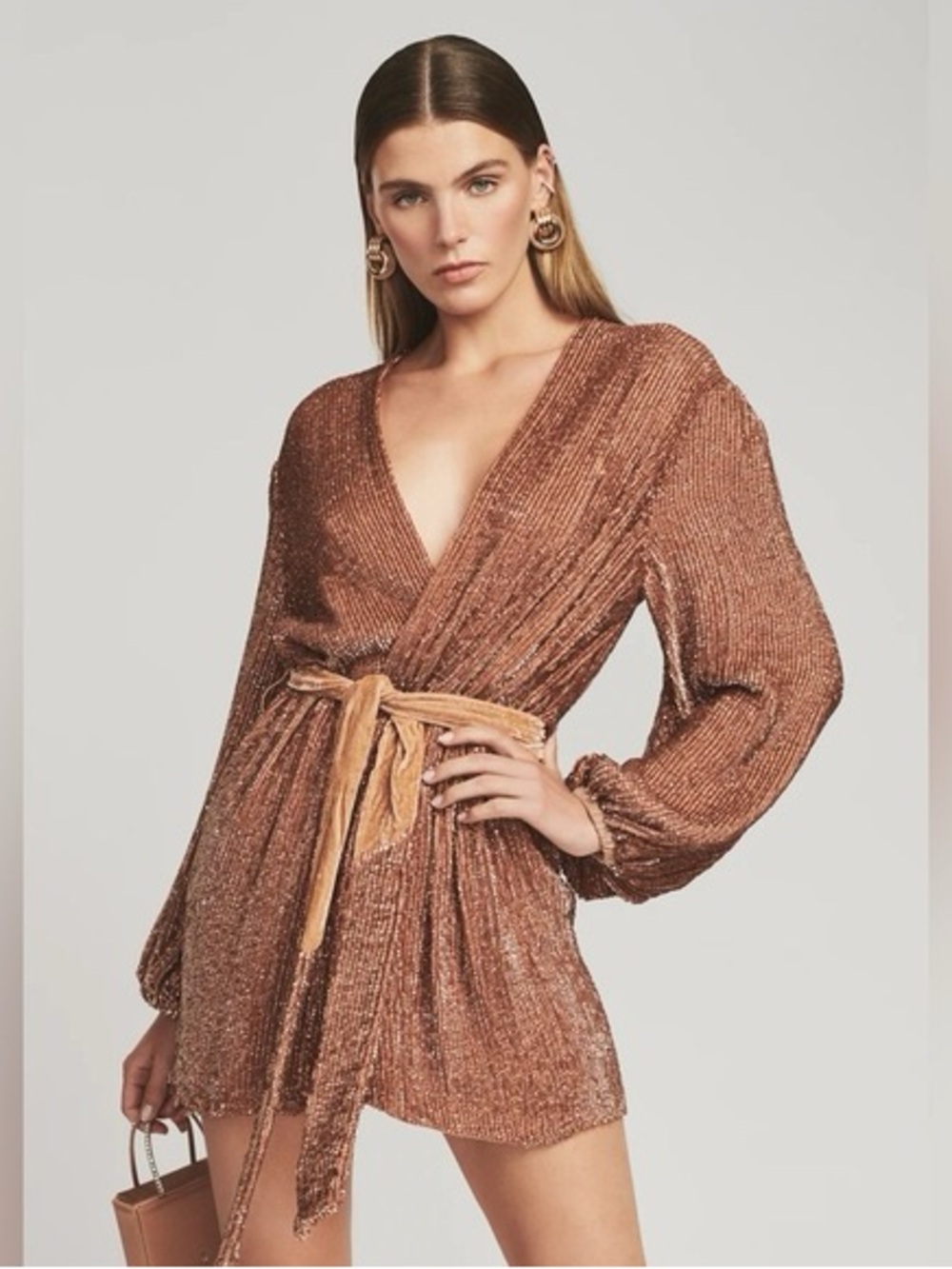 Retrofete Gabrielle sequin robe dress, bronze, M
